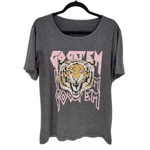 Womens large Go get em tiger graphic short sleeve scoop neck shirt Pink orange